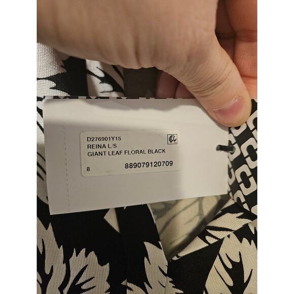 Diane von Furstenberg Reina Silk Shift Mini Dress Giant Leaf Print size 8 NWT - Picture 5 of 9